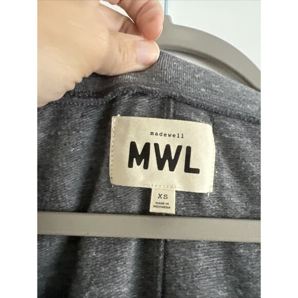 MADEWELL HEATHER GREY RIBBED TRIM AND PATCH POCKETS SKYTERRY ROMPER Sz XS - Picture 5 of 7